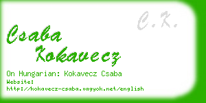 csaba kokavecz business card